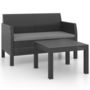 Voir la diapositive 2 : VIDAXL Salon de jardin 2 pcs avec coussins PP Rotin Anthracite