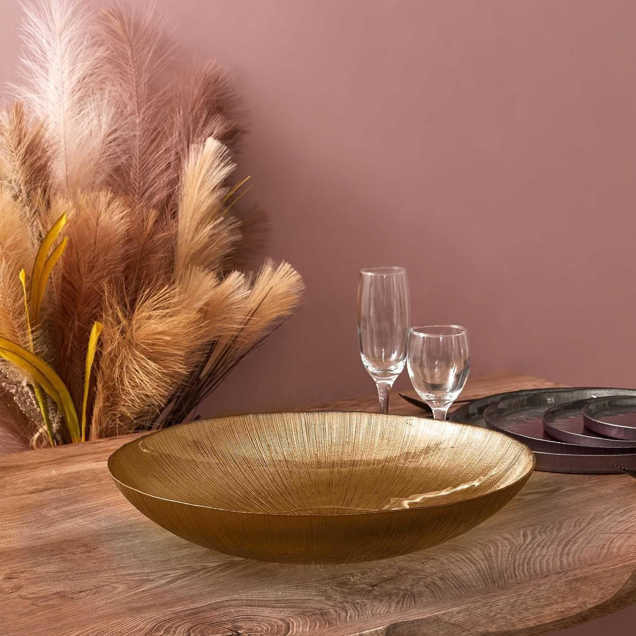 Voir la diapositive 3 : The Home Deco Factory Saladier en verre mirage - or