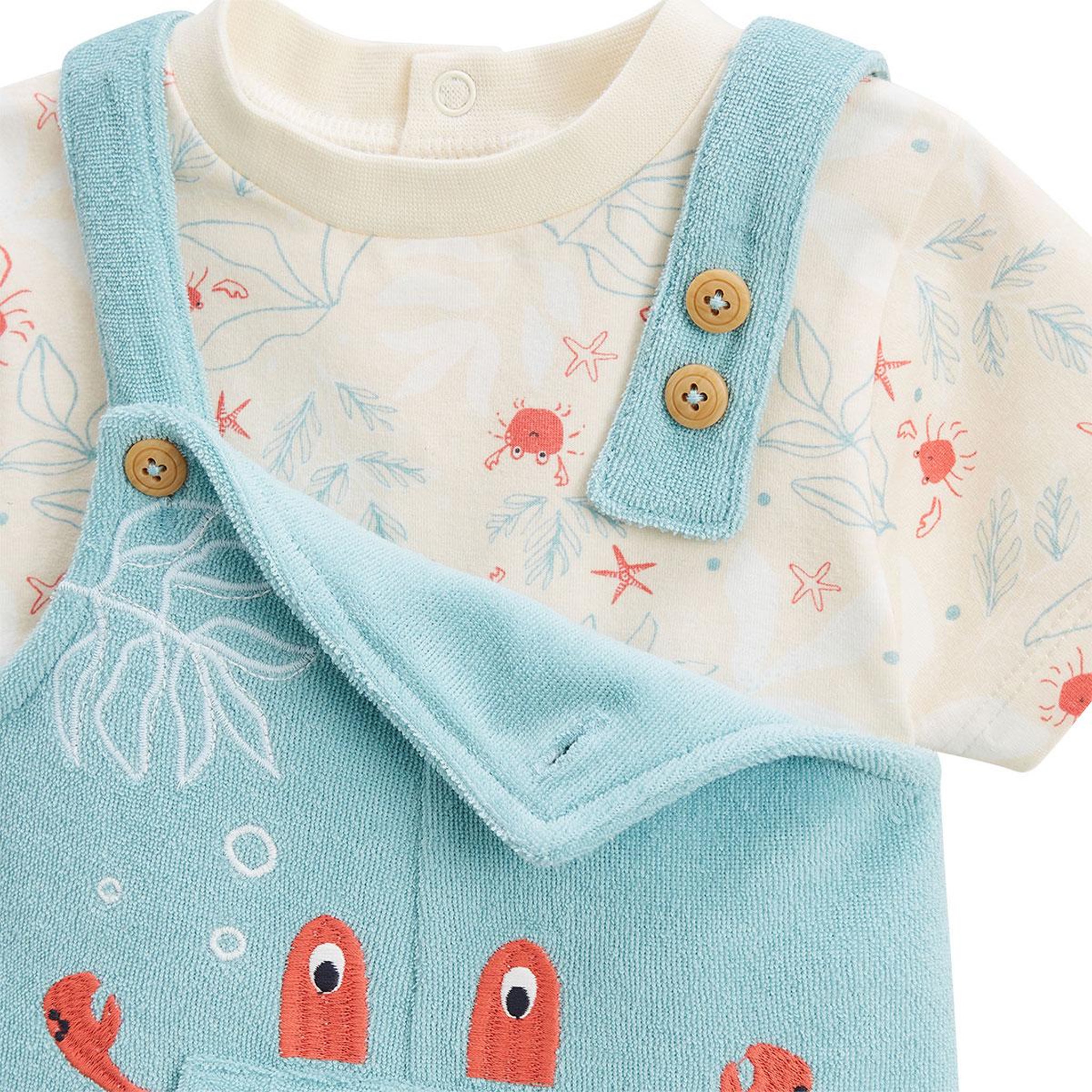 Voir la diapositive 3 : Petit Béguin Ensemble salopette bébé en éponge et t-shirt cayo coco