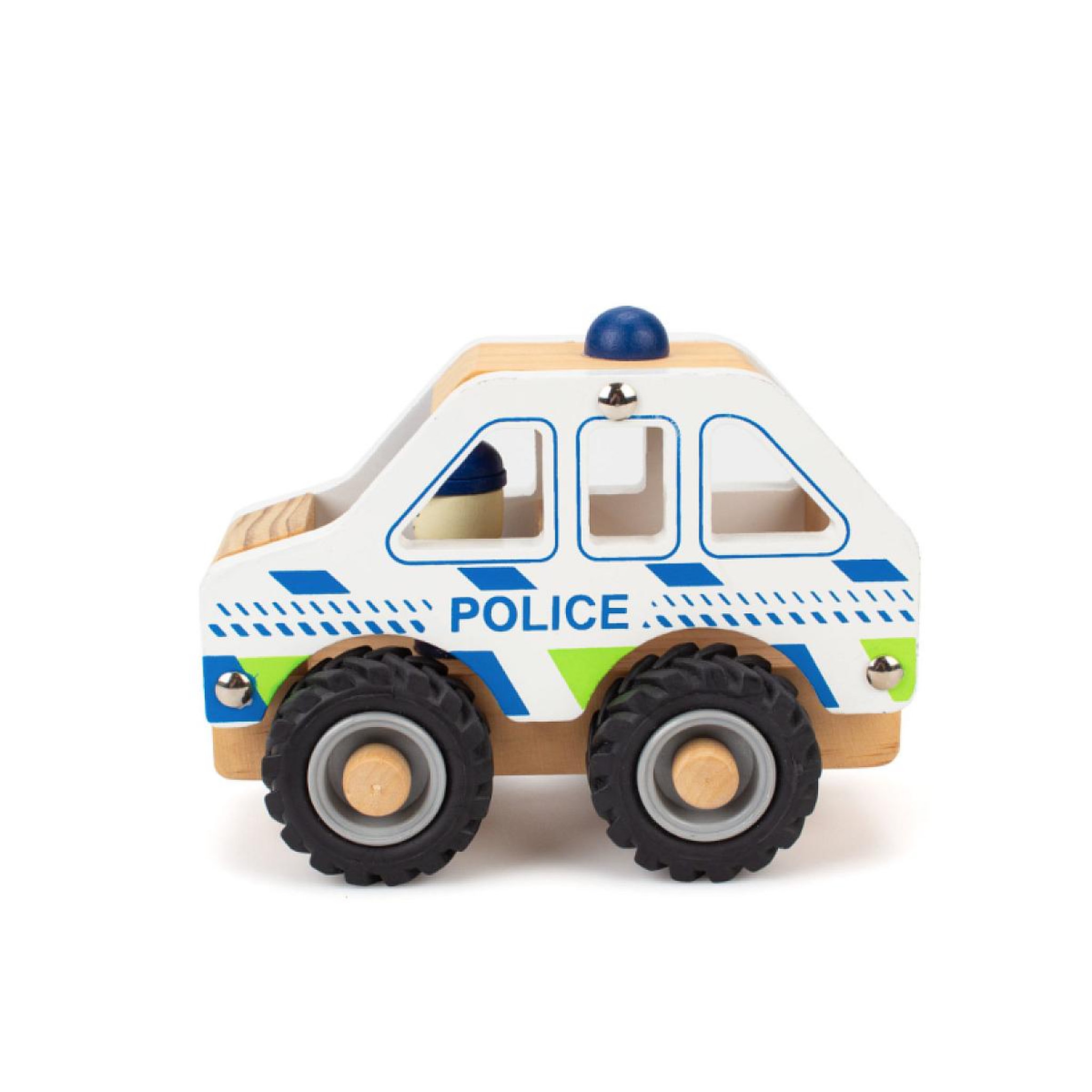 Voir la diapositive 2 : BB&CO Voiture de police en bois blanc