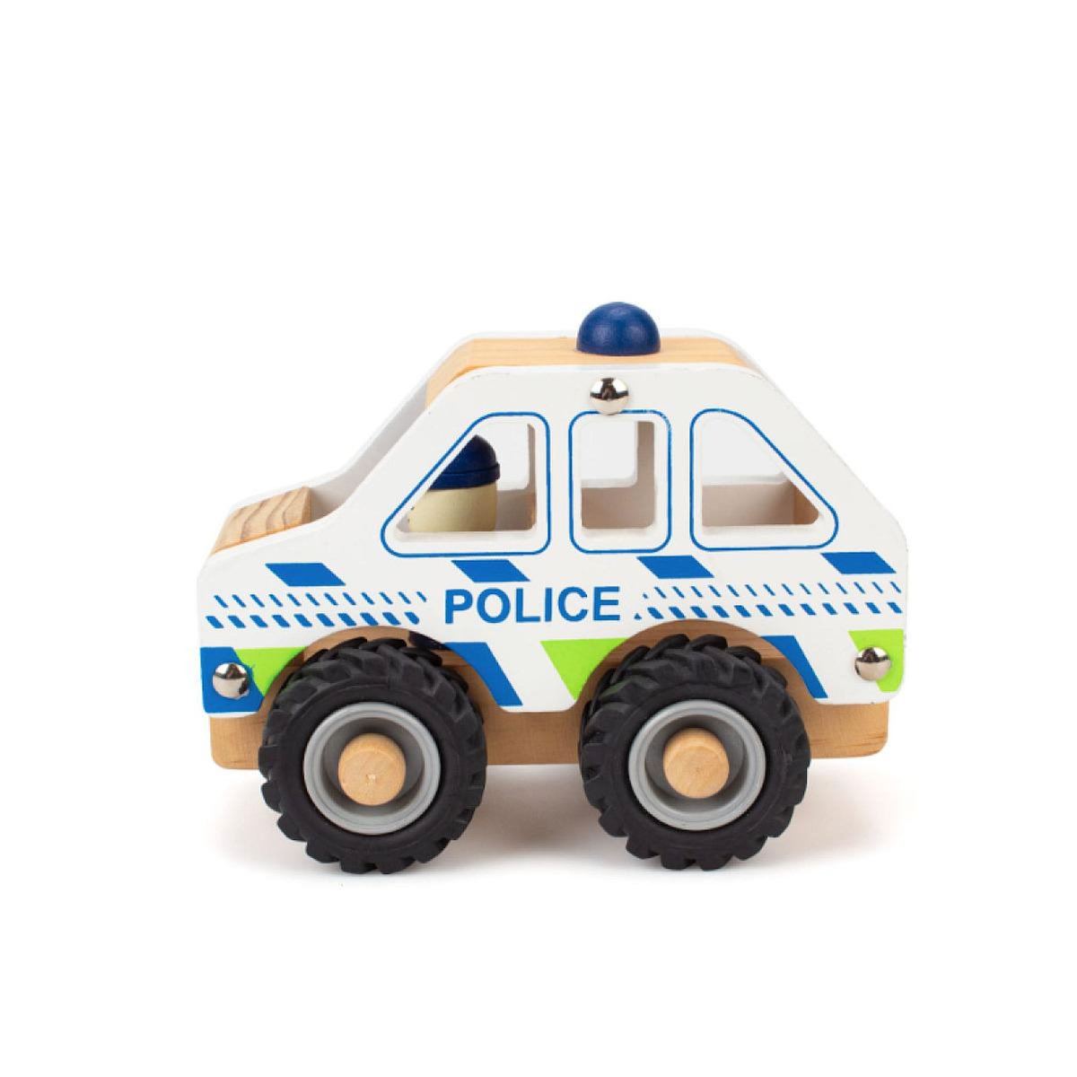 BB&CO Voiture de police en bois blanc