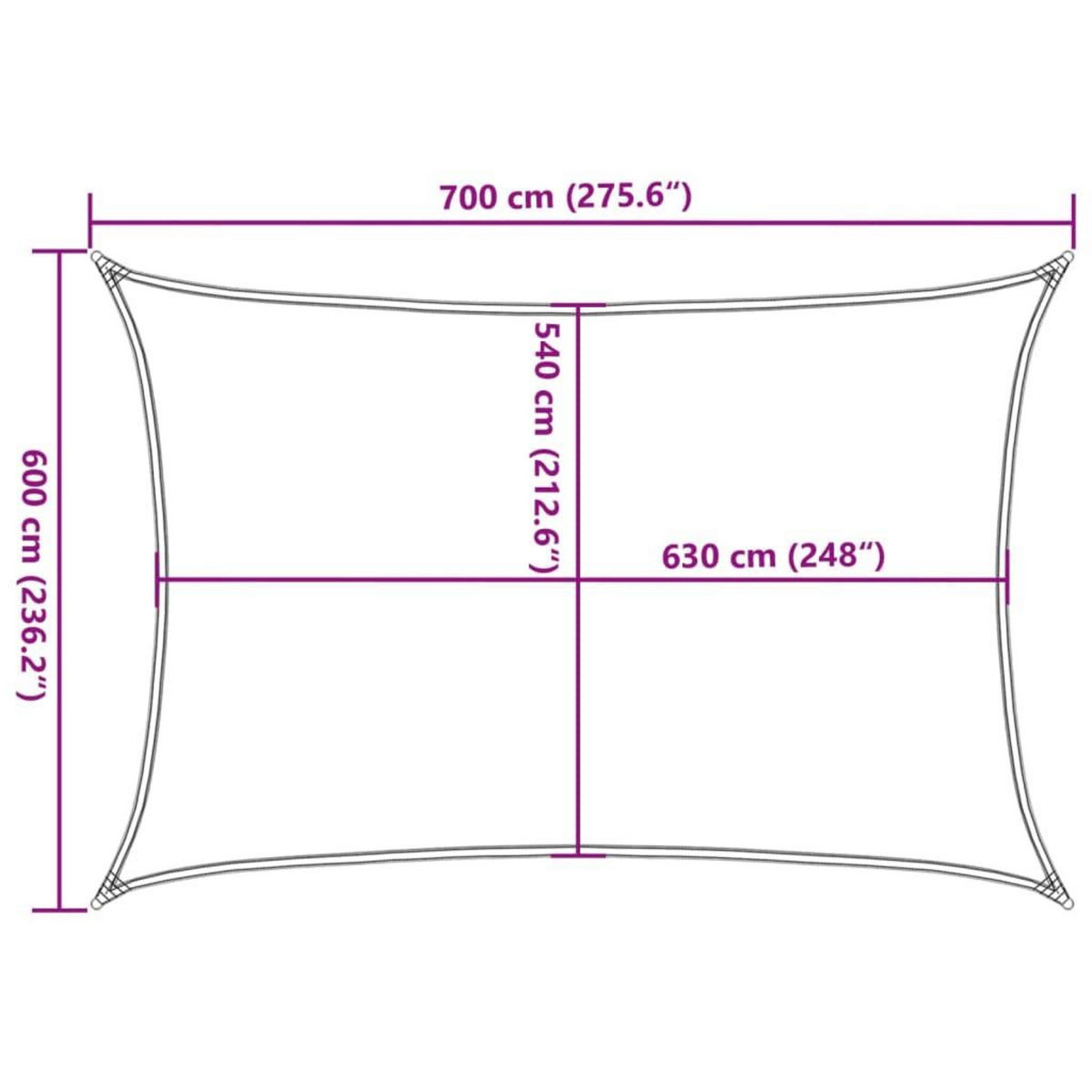VIDAXL Voile d'ombrage 160 g/m^2 Anthracite 6x7 m PEHD