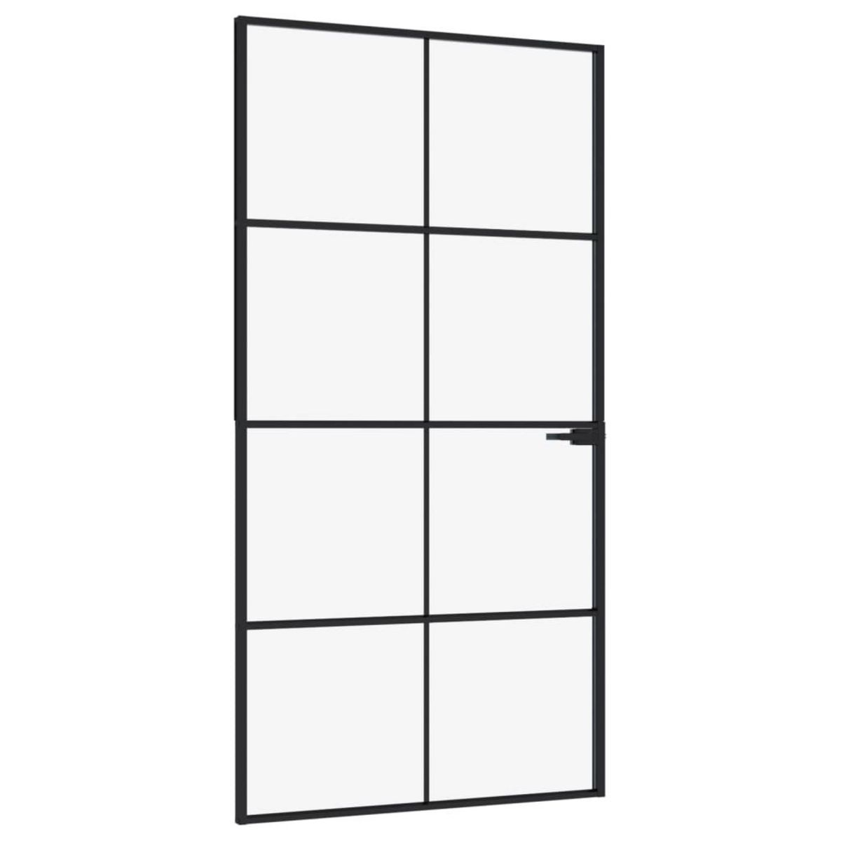 VIDAXL Porte d'interieur Noir 102x201,5 cm Trempe verre aluminium fin