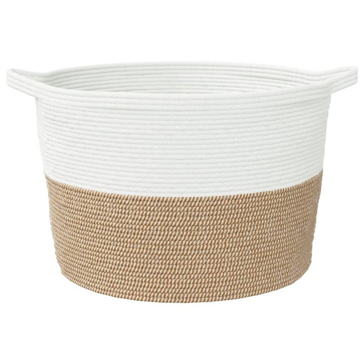 VIDAXL Panier a linge marron et blanc Ø60x36 cm coton