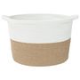 Voir la diapositive 4 : VIDAXL Panier a linge marron et blanc Ø60x36 cm coton