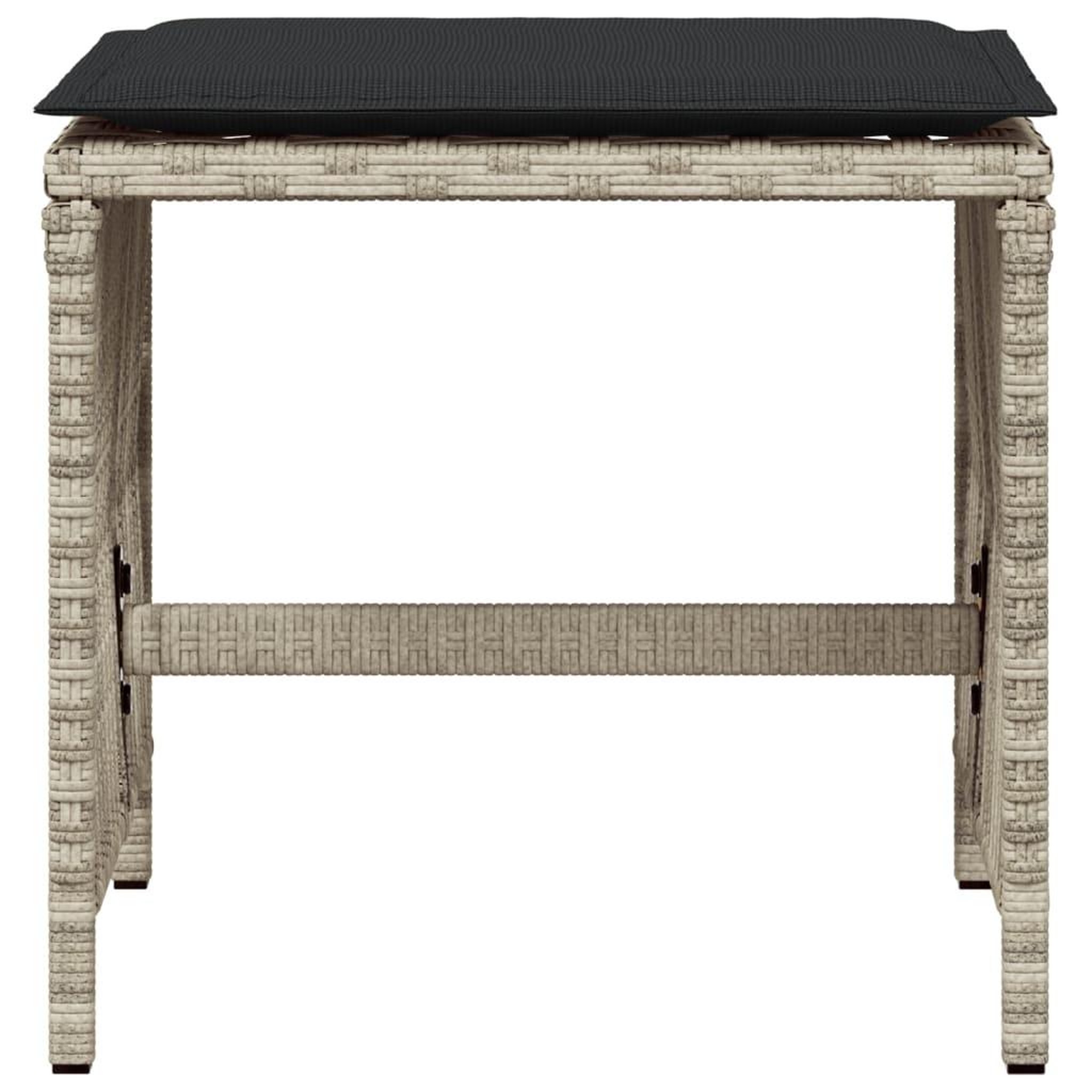 Voir la diapositive 5 : VIDAXL Tabourets de jardin et coussins lot de 4 gris clair 41x41x36 cm