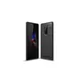amahousse Coque souple noire Sony Xperia 1 avec effet carbone brossé