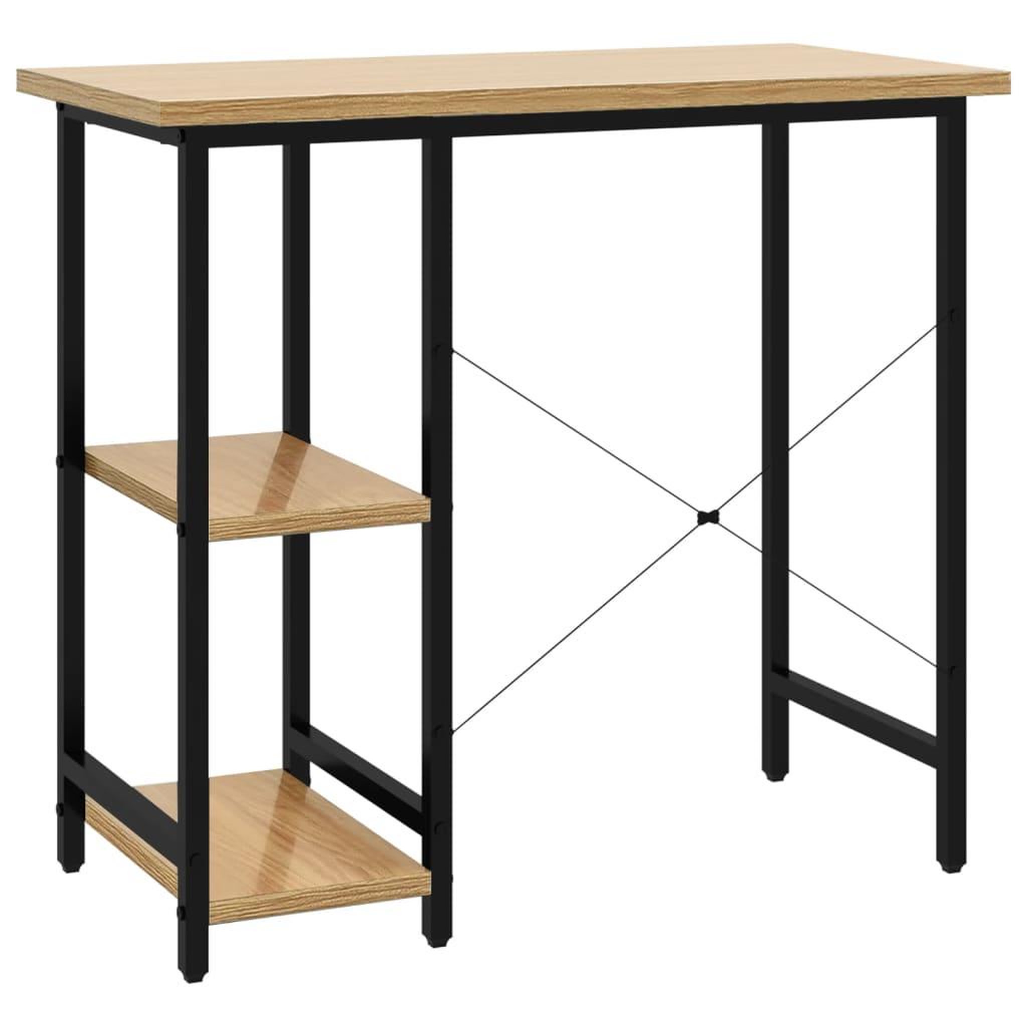Voir la diapositive 5 : VIDAXL Bureau d'ordinateur Noir et chene clair 80x40x72cm MDF et metal