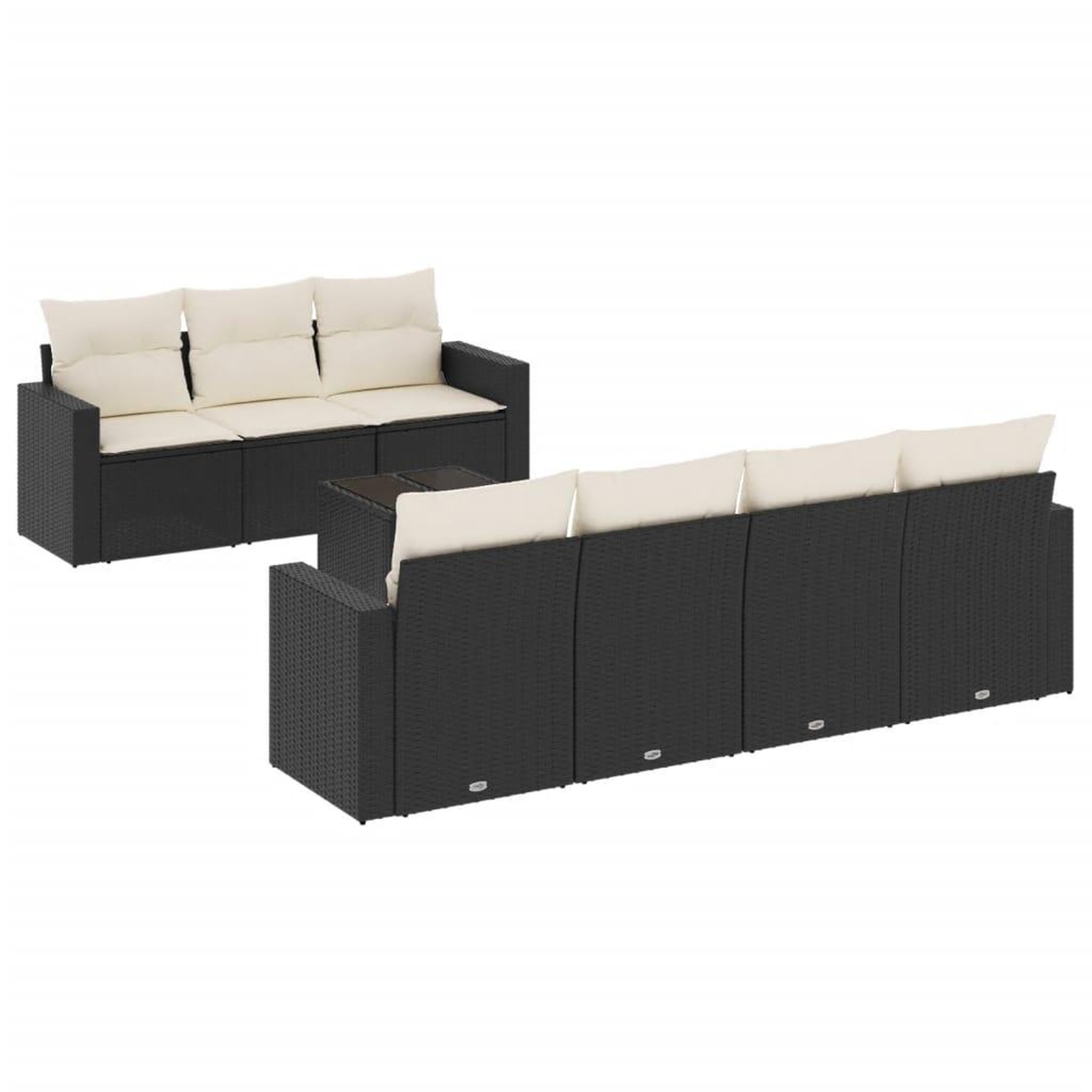 Voir la diapositive 2 : VIDAXL Salon de jardin 8 pcs avec coussins noir resine tressee