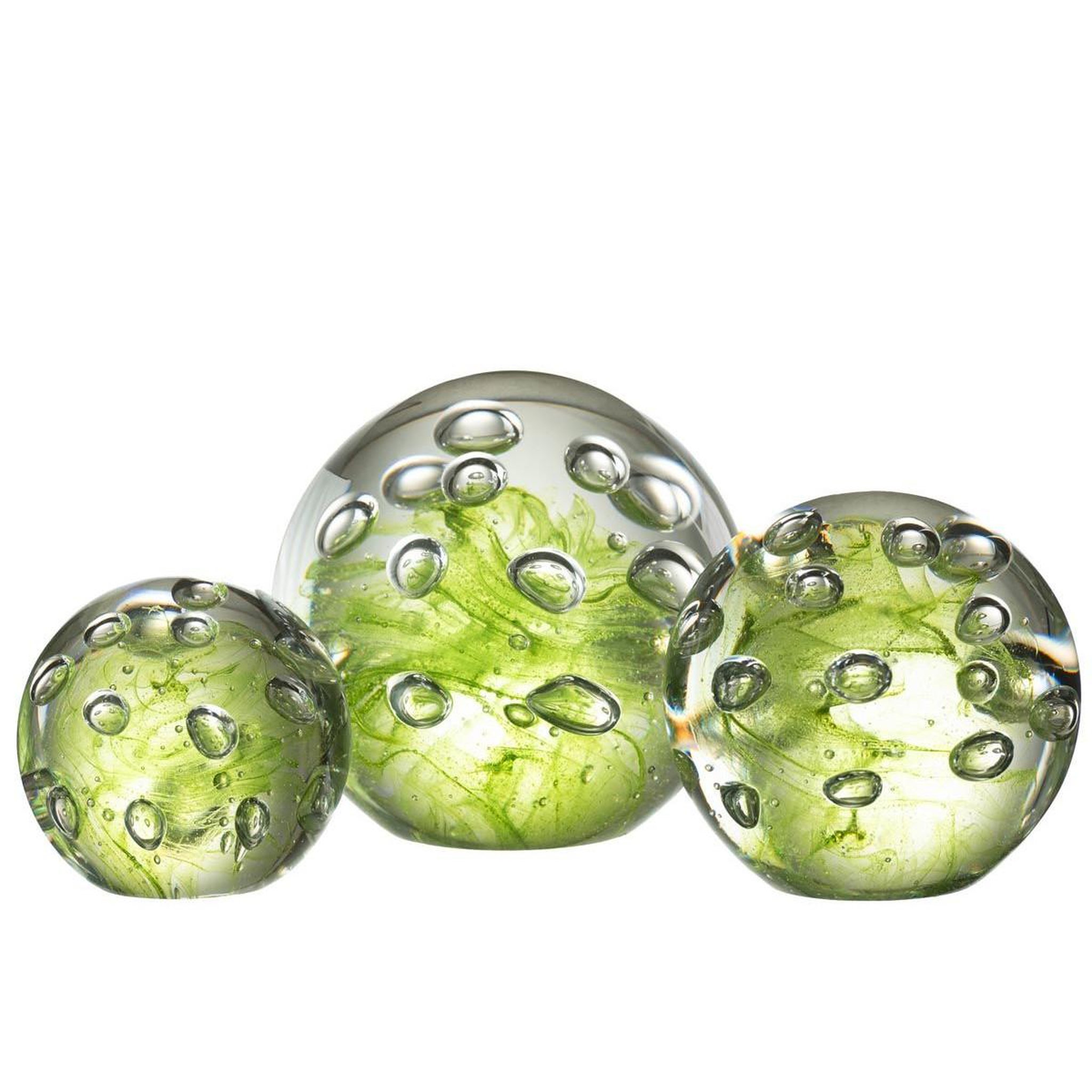 Voir la diapositive 2 : J-LINE Presse-papier déco en verre  bulles  12cm vert