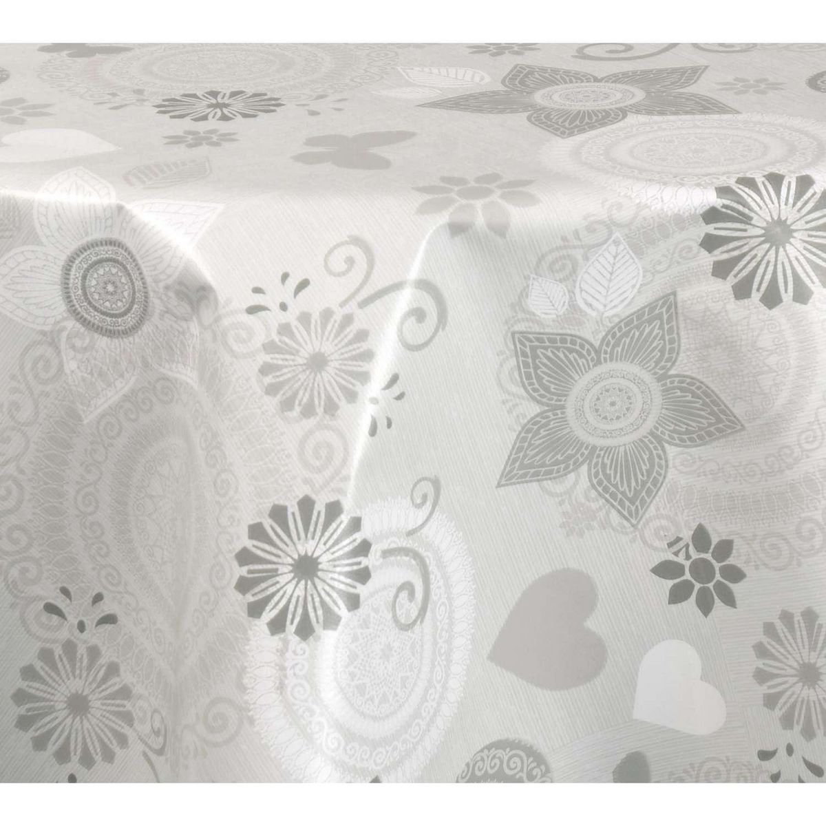 HABITABLE Nappe en toile cirée ronde Paco - Diam. 135 cm - Gris