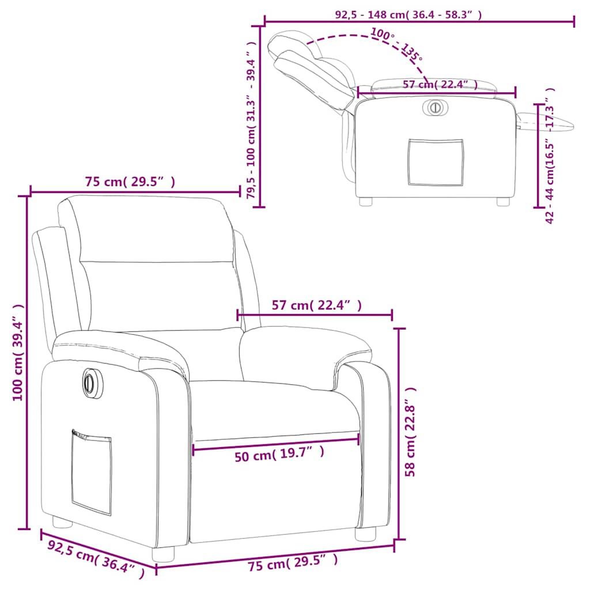 Voir la diapositive 6 : VIDAXL Fauteuil inclinable electrique Rouge bordeaux Similicuir