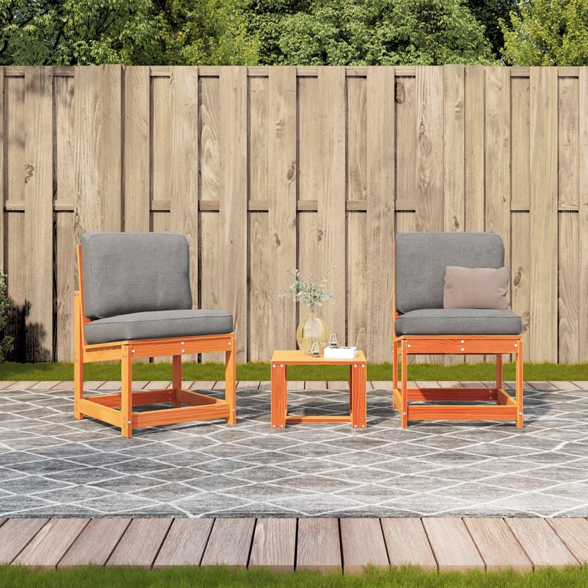 Voir la diapositive 3 : VIDAXL Salon de jardin 3 pcs cire marron bois de pin massif