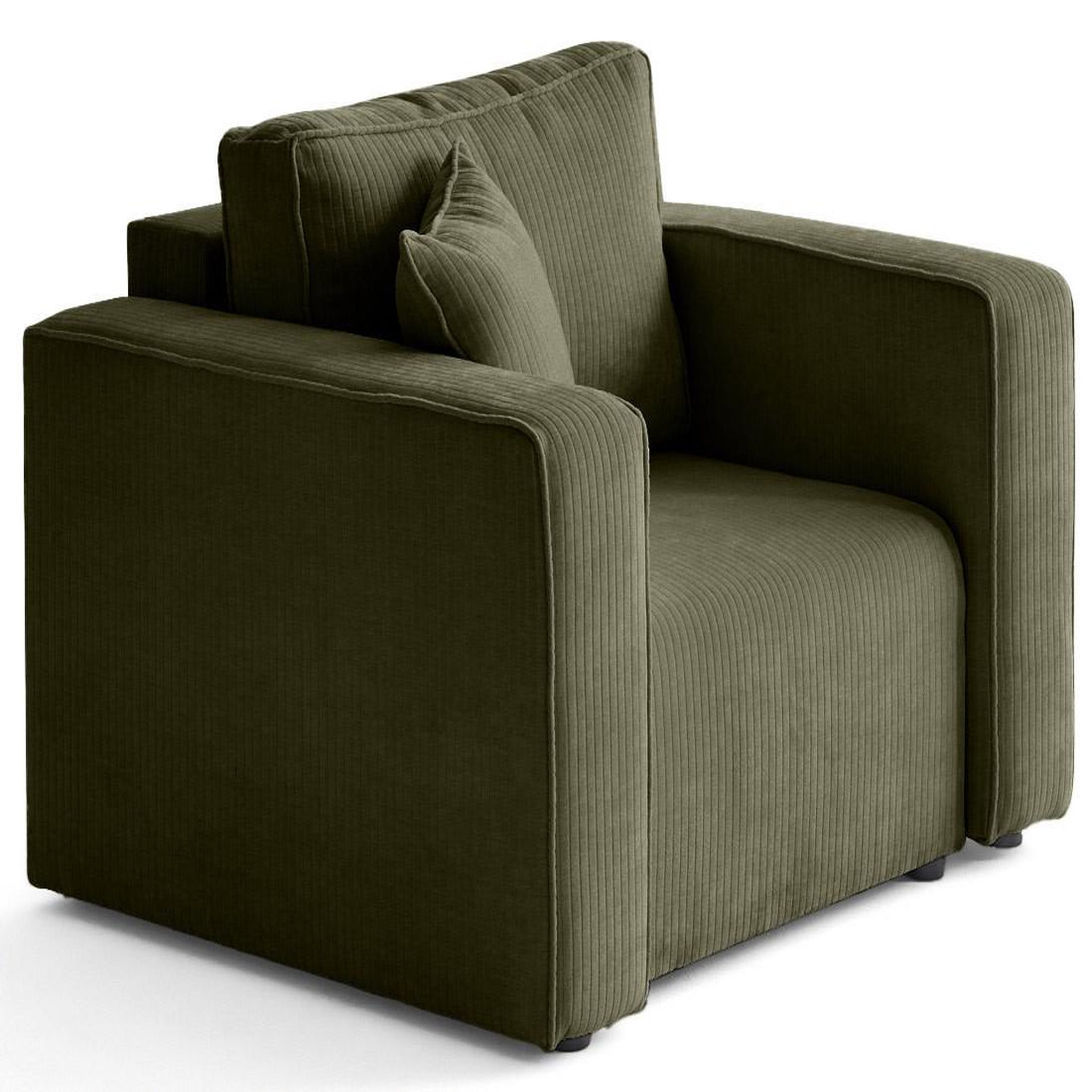 Voir la diapositive 1 : BEST MOBILIER Topaze - fauteuil en velours côtelé plat