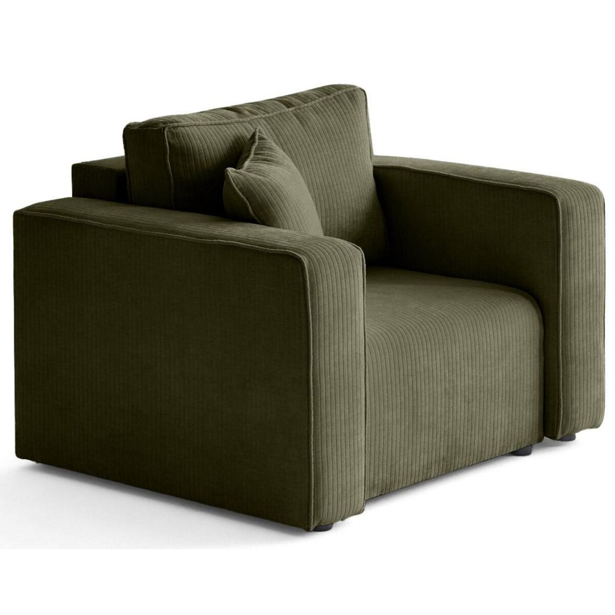 BEST MOBILIER Topaze - fauteuil en velours côtelé plat