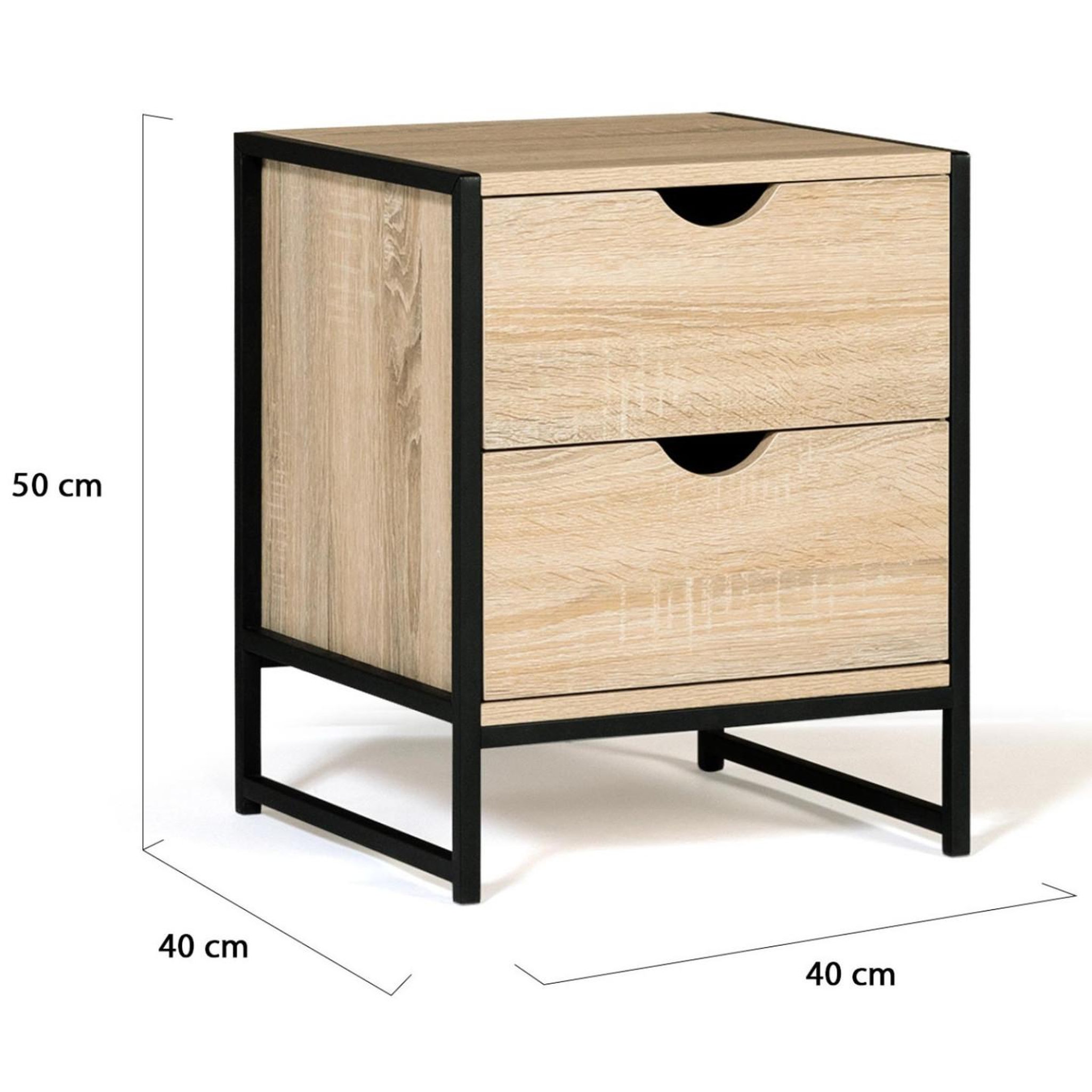 Voir la diapositive 6 : ID MARKET Lot de 2 tables de chevet detroit 2 tiroirs bois et métal noir design industriel