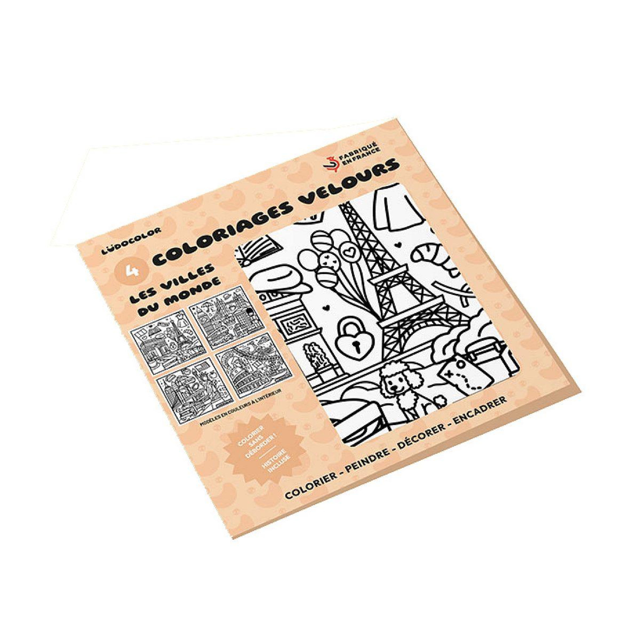 LUDOCOLOR Lot de 4 coloriages velours villes du monde