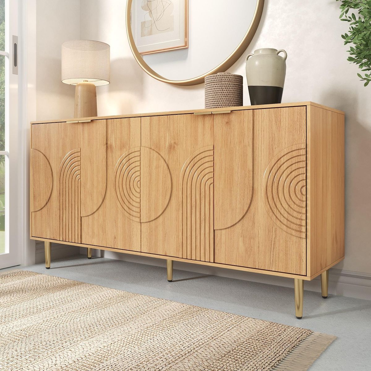 MERAX Buffet 4 porte(s) 0 tiroir(s) - 140 cm naturel mdf