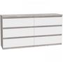 Voir la diapositive 1 : MARKET24 Commode CHELSEA 6 Tiroirs - Couleur blanc/béton clair - L 154 x P 42,2 x H 79,9 cm