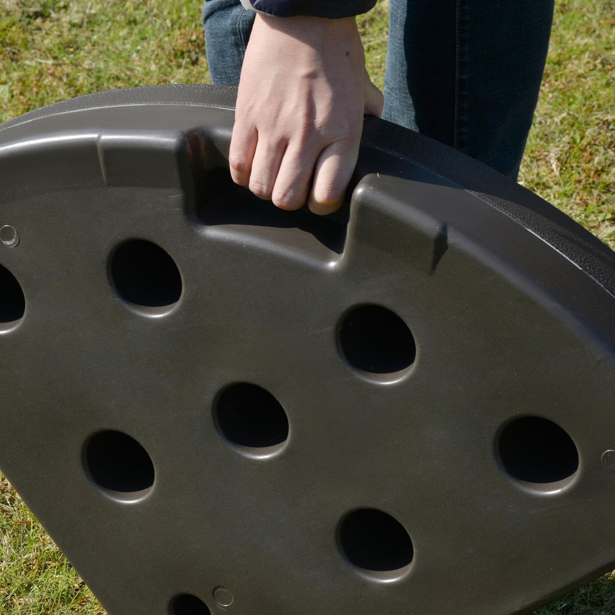 OUTSUNNY Lot de 4 poids de lestage pour parasols déportés dim. totales 100L x 100l x 10H cm HDPE café