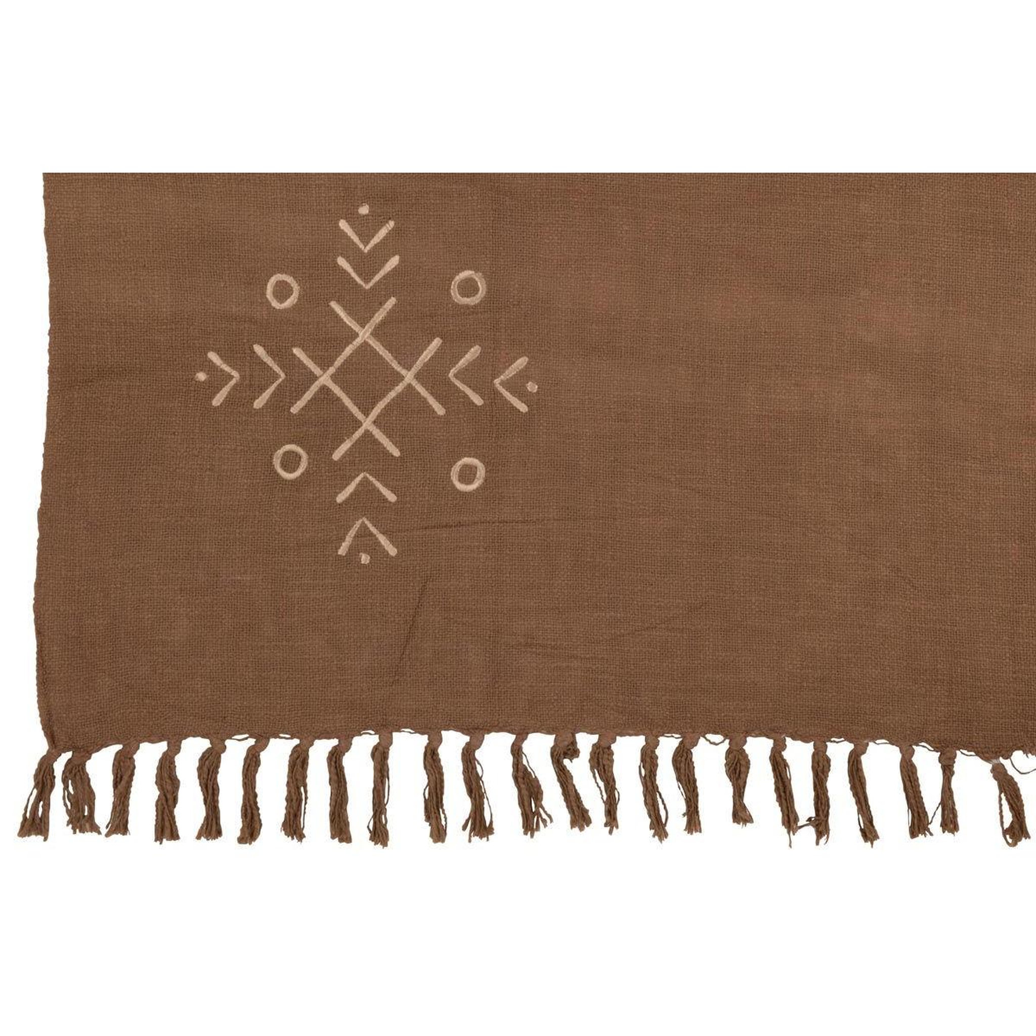 Voir la diapositive 2 : J-LINE Plaid design ethnique  camel  130x170cm marron