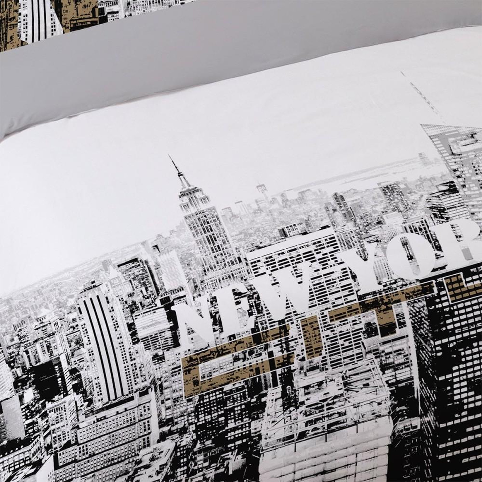 Voir la diapositive 3 : Dourev Housse de couette 260x240 New York Building + 2 taies coton 52 fils