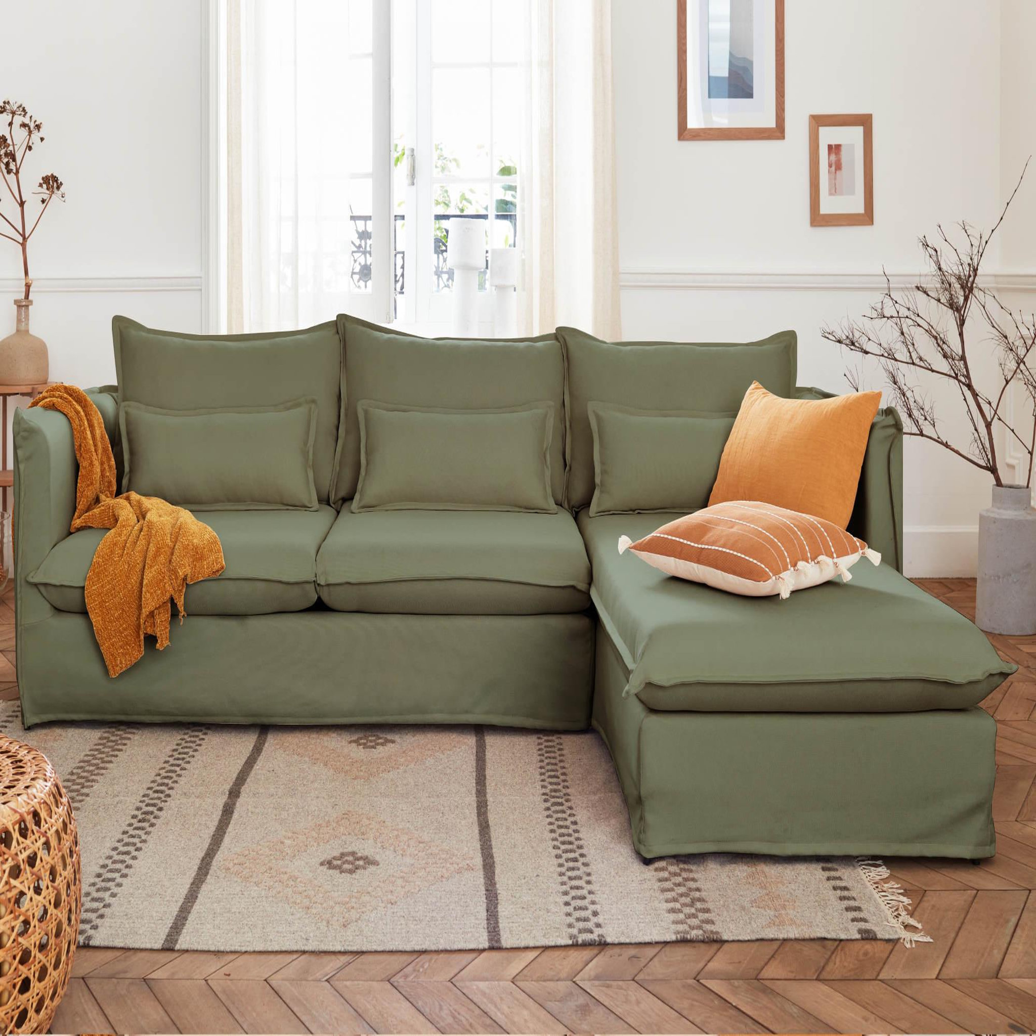 Voir la diapositive 2 : LISA DESIGN Adriann - canapé d'angle droit fixe - 4 places - en tissu déhoussable