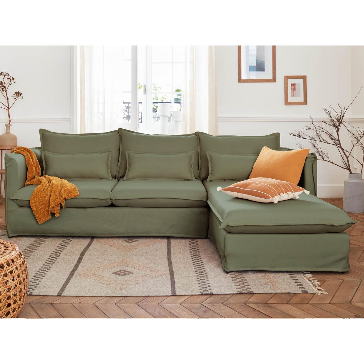 LISA DESIGN Adriann - canapé d'angle droit fixe - 4 places - en tissu déhoussable