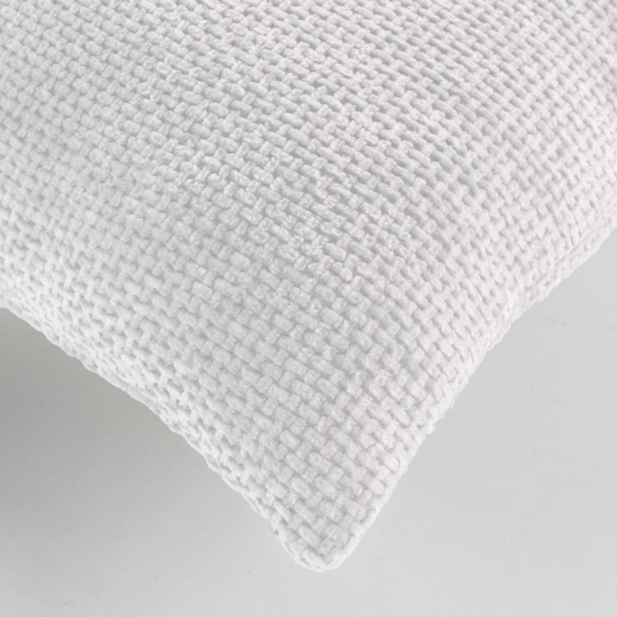Paris Prix Coussin Déco en Velours Chenillé  Leo  45x45cm Blanc