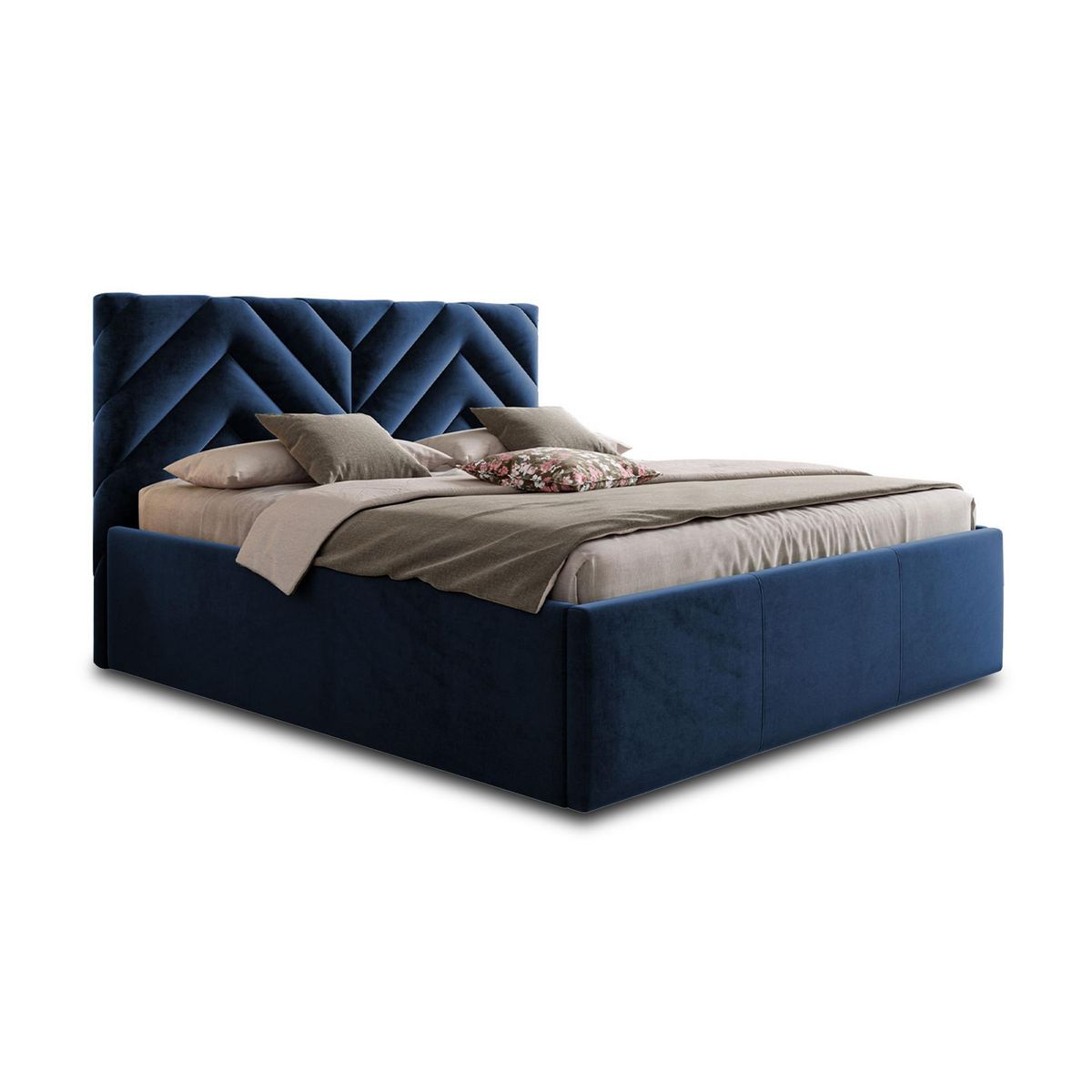 BEST MOBILIER Santiago - lit coffre - 140x200 - sommier inclus - en velours