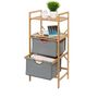 Voir la diapositive 4 : Wenko Etagère de salle de bain en bambou 2 Tiroirs - H. 96 cm - Gris