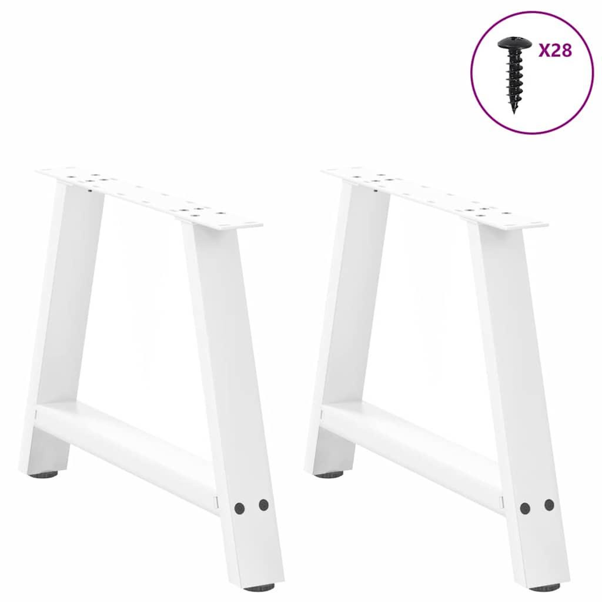 Voir la diapositive 3 : VIDAXL Pieds de table basse forme de A 2 pcs blanc 70x(42-43) cm acier