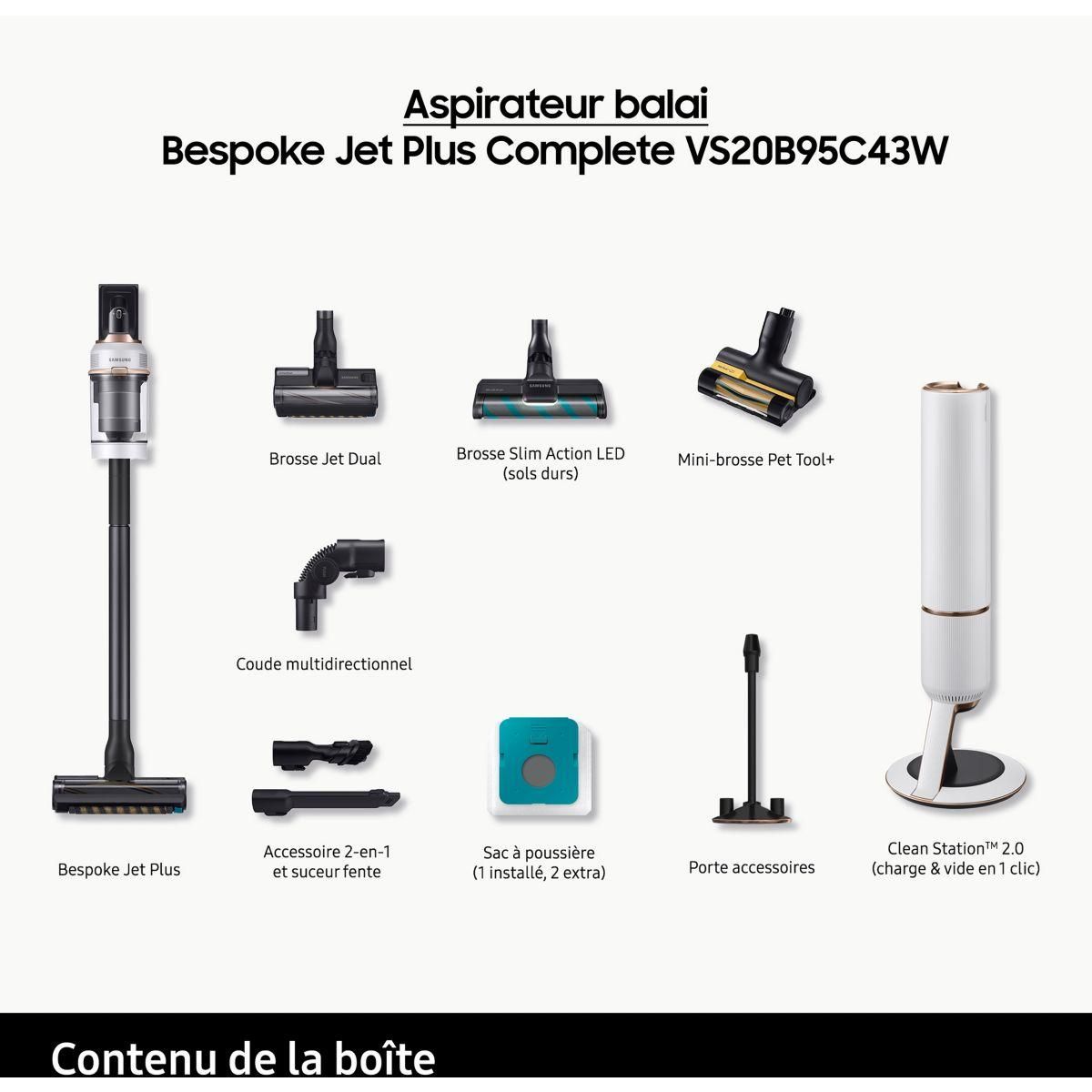 Samsung Aspirateur balai Bespoke Jet Plus complete VS20B95C43W