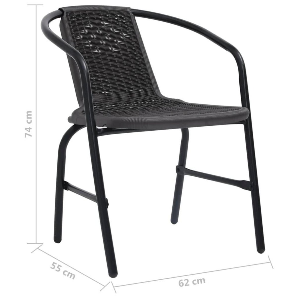 VIDAXL Chaises de jardin lot de 2 Plastique Rotin et acier 110 kg