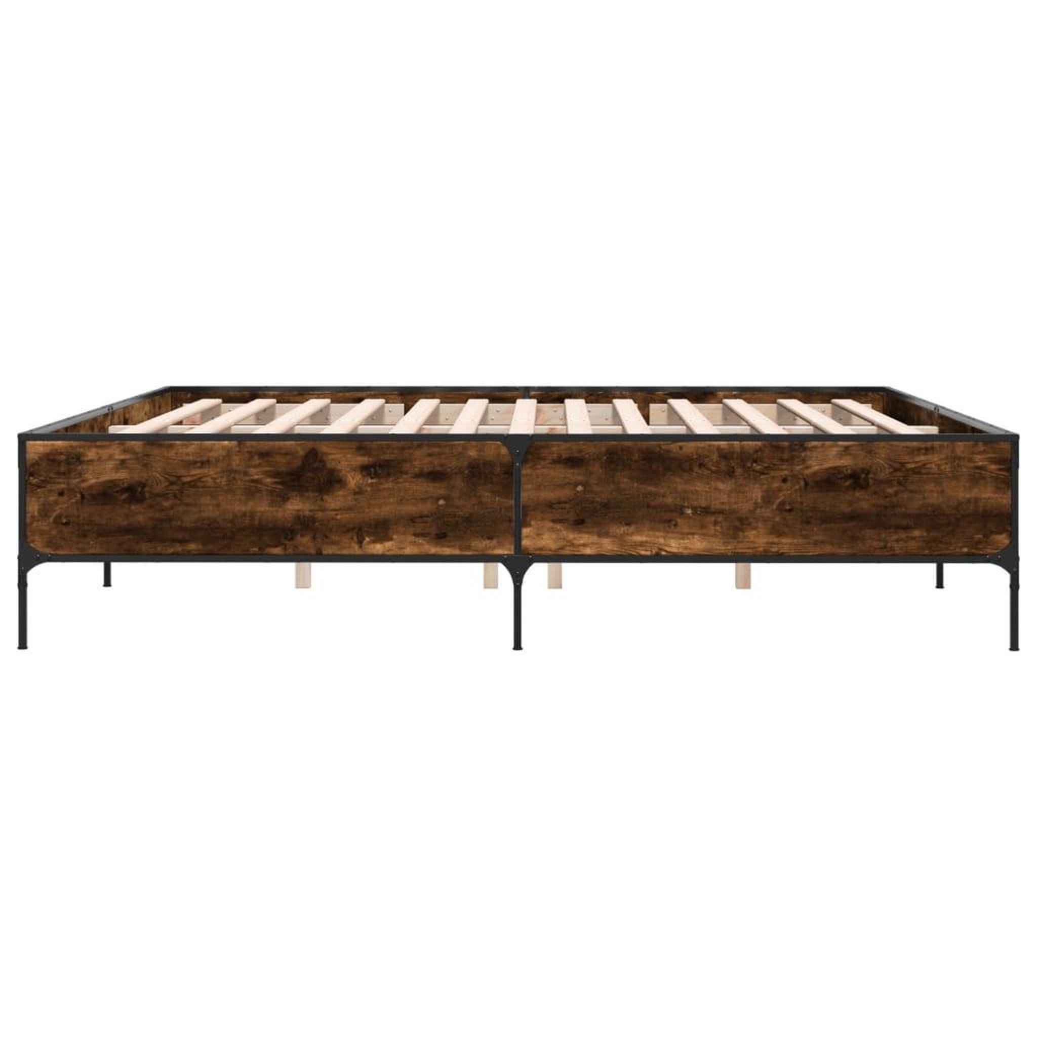 Voir la diapositive 5 : VIDAXL Cadre de lit sans matelas chene fume 200x200 cm