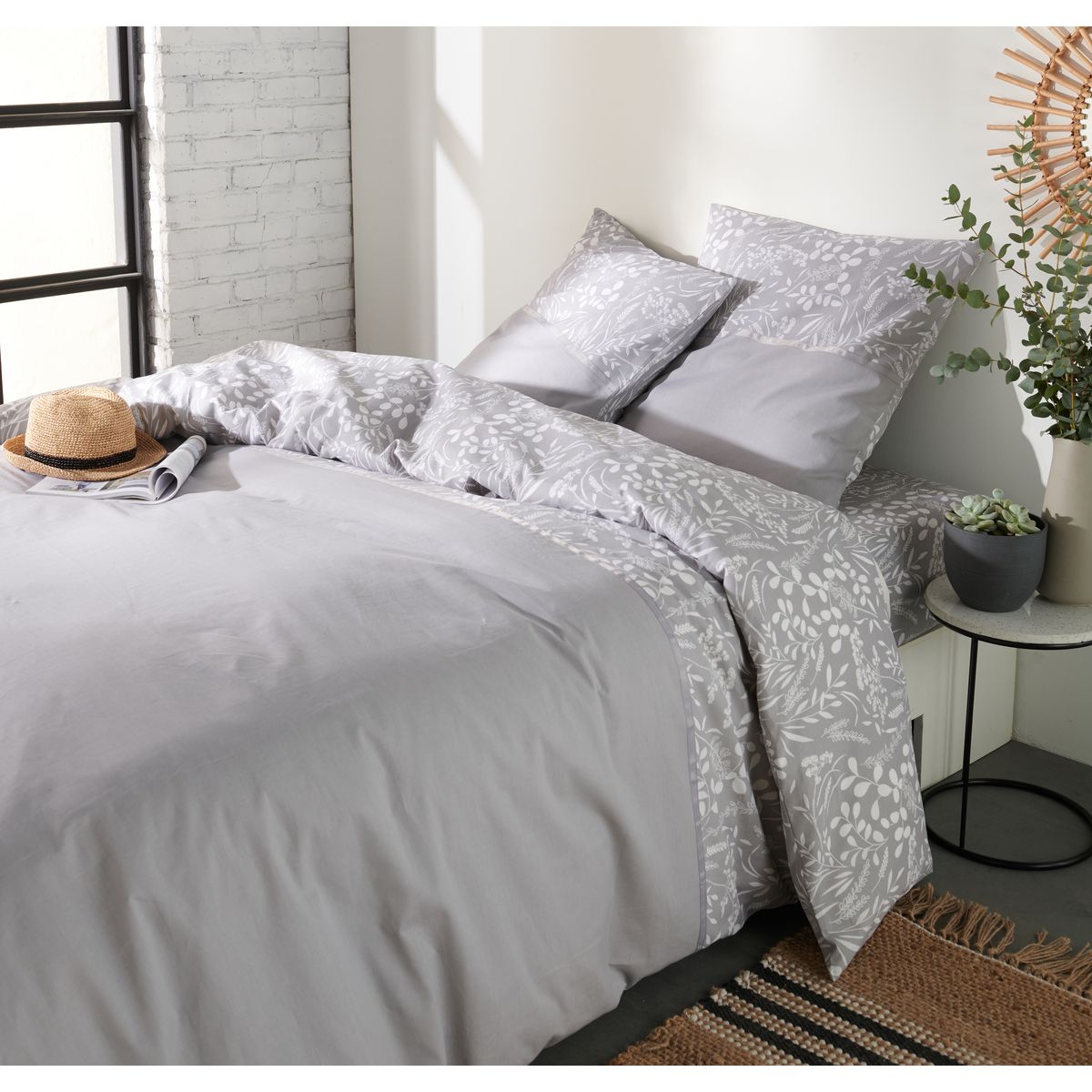 Parure housse de couette fantaisie en coton 57 fils GRAMINÉES