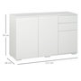 Voir la diapositive 3 : HOMCOM Commode buffet de rangement 2 tiroirs coulissants 3 portes étagère réglable panneaux de particules 117 x 36 x 74 cm blanc