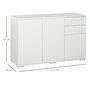 HOMCOM Commode buffet de rangement 2 tiroirs coulissants 3 portes étagère réglable panneaux de particules 117 x 36 x 74 cm blanc