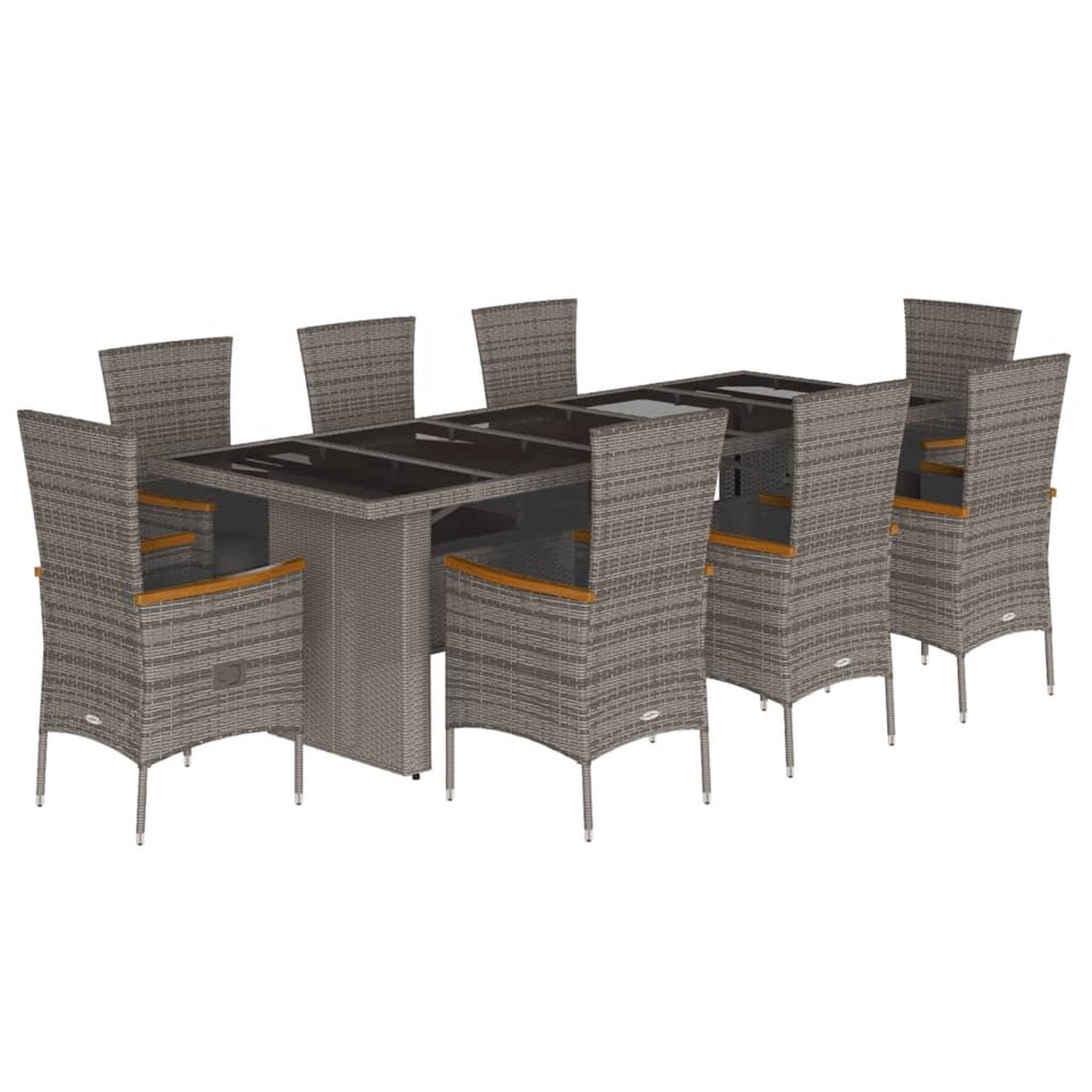 Voir la diapositive 2 : VIDAXL Ensemble a manger de jardin 9 pcs coussins gris resine tressee