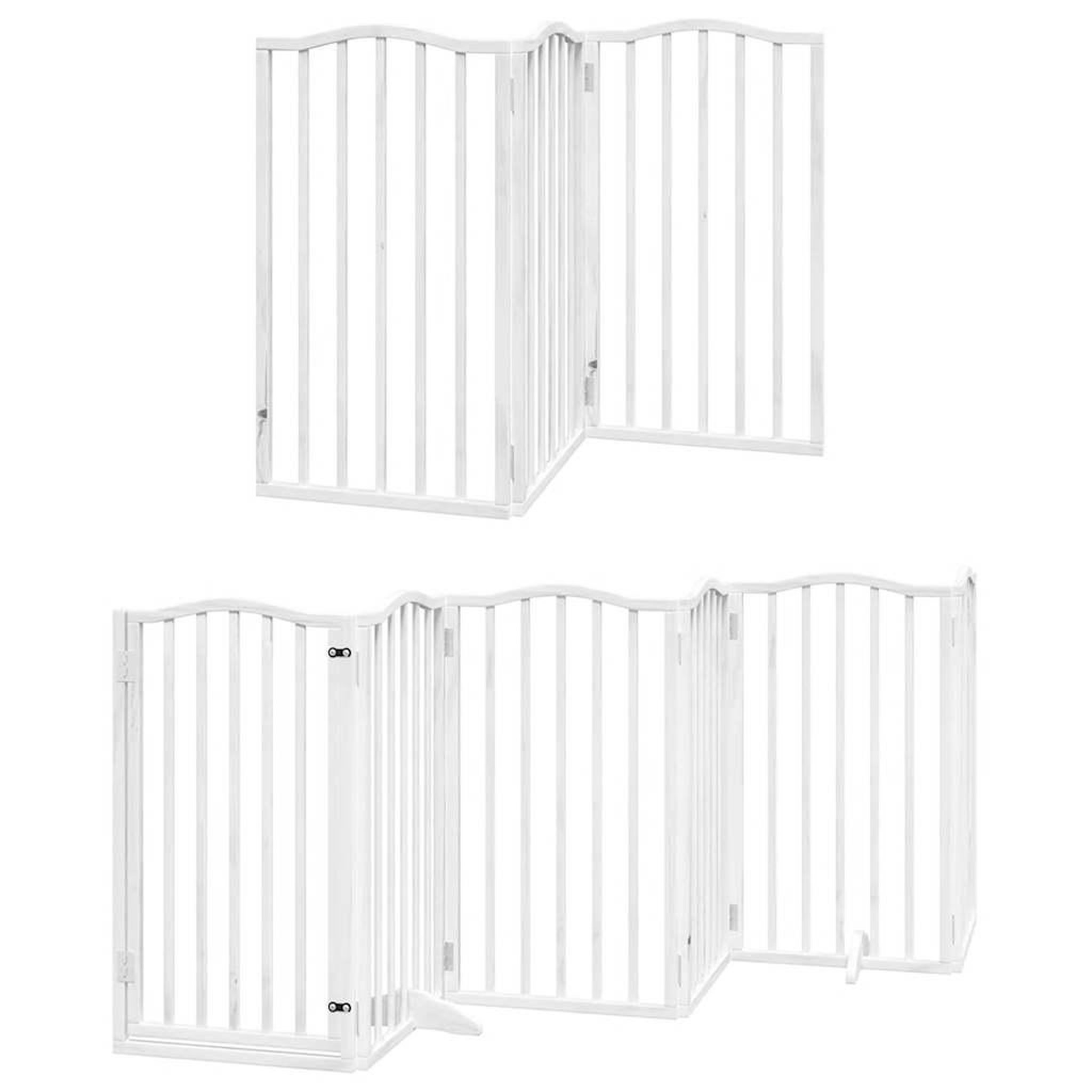 Voir la diapositive 3 : VIDAXL Barriere pour chien porte pliable 9panneaux blanc bois peuplier
