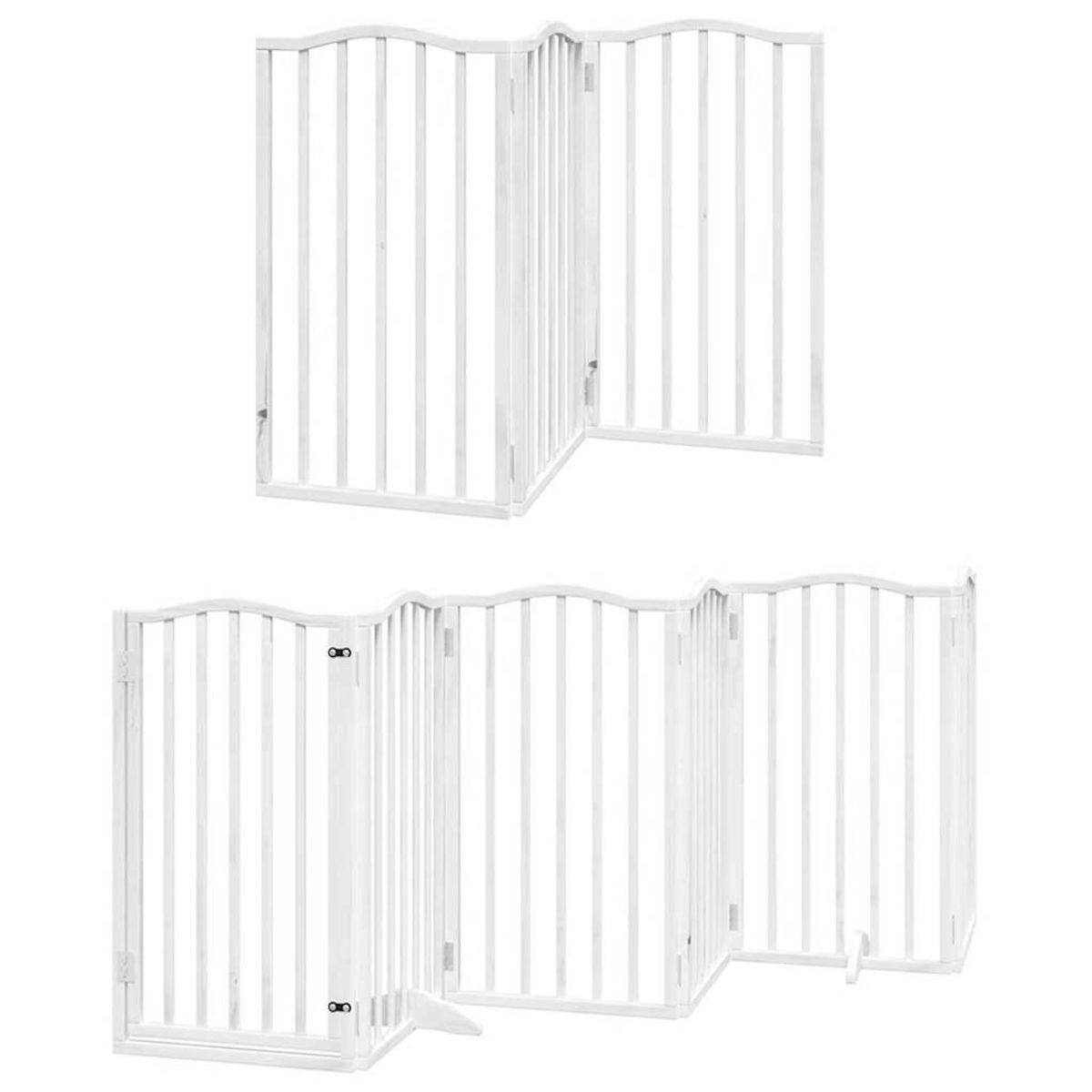 VIDAXL Barriere pour chien porte pliable 9panneaux blanc bois peuplier