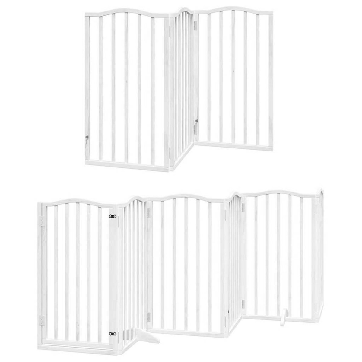 VIDAXL Barriere pour chien porte pliable 9panneaux blanc bois peuplier