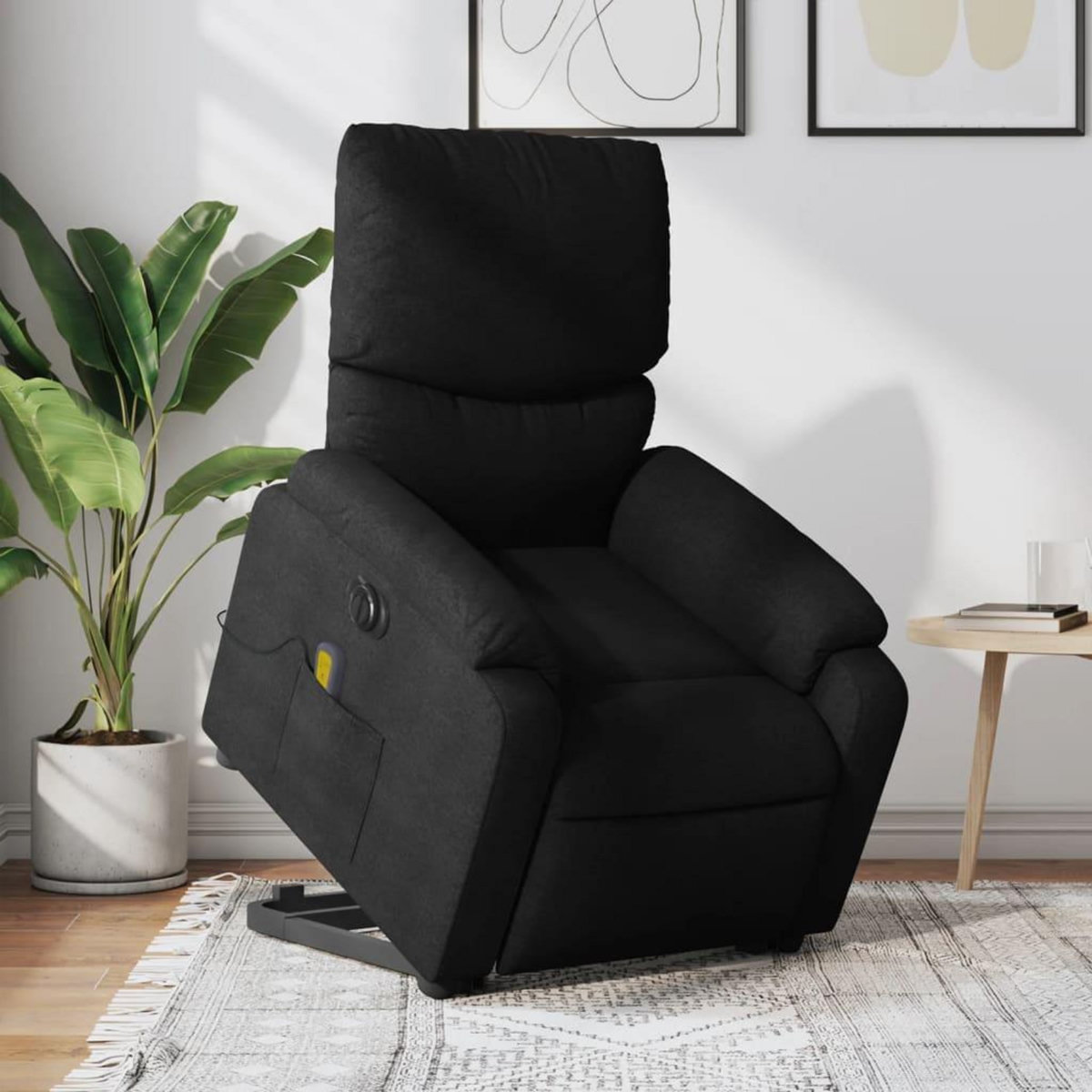 VIDAXL Fauteuil inclinable de massage electrique Noir Tissu