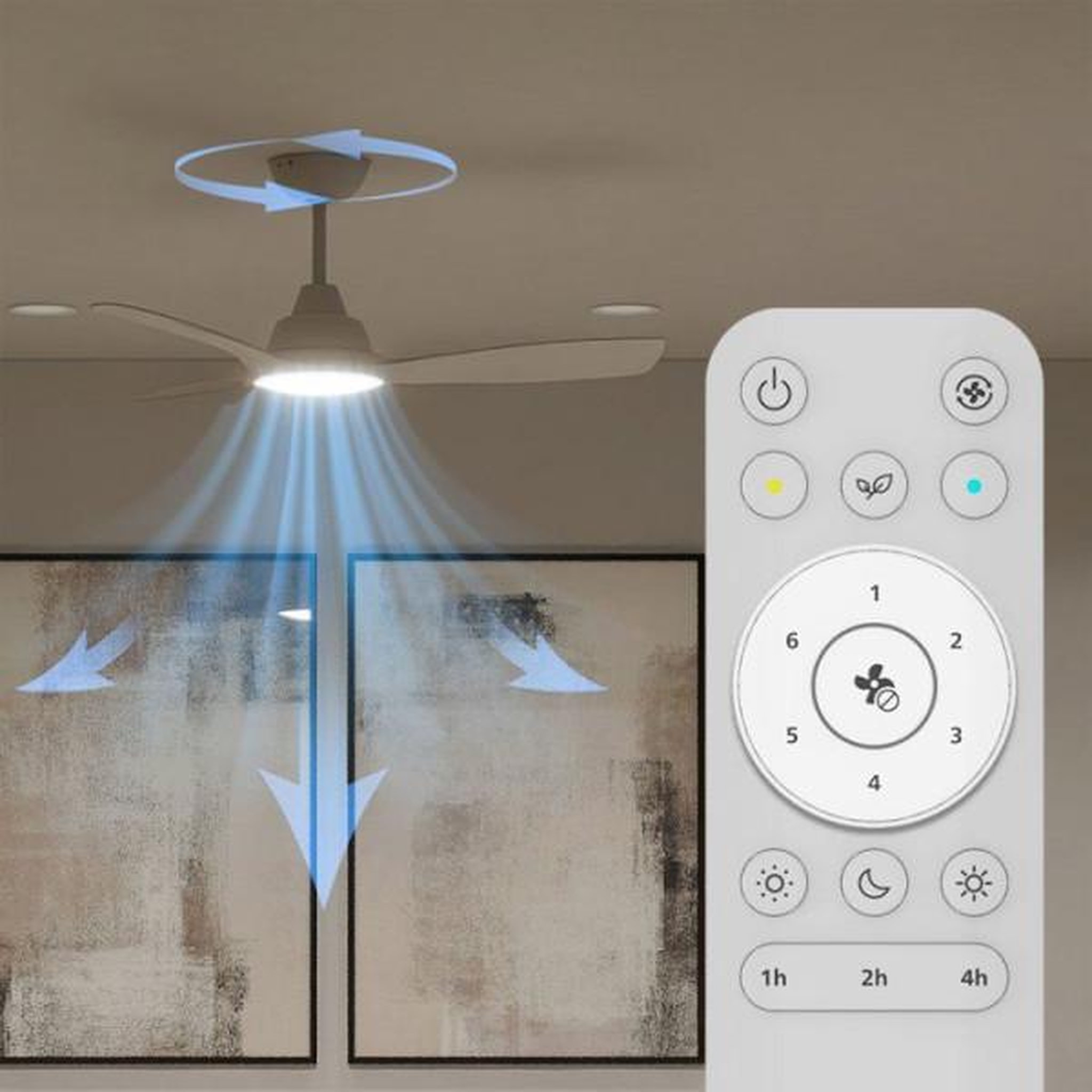 Voir la diapositive 4 : Philips Ventilateur de plafond - plafonnier  - philips - pales fixes - lumiere blanche réglable - blanc - télécommande incluse