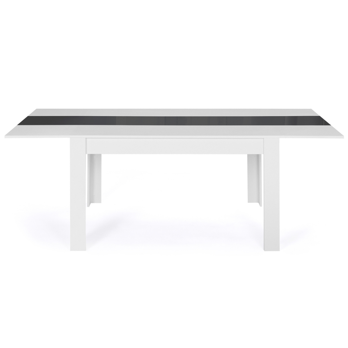 ID MARKET Table à manger extensible rectangle GEORGIA 6-10 personnes blanche et grise 140-220 x 90 cm
