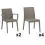 Voir la diapositive 2 : ARETA Lot de 4 chaises et de 2 fauteuils de jardin - Taupe - URANO