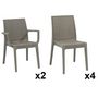 Voir la diapositive 2 : ARETA Lot de 4 chaises et de 2 fauteuils de jardin - Taupe - URANO