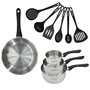 Voir la diapositive 1 : Fackelmann Set 1 poêle 28 cm 3 casseroles 12 16 et 20 cm en inox et 6 ustensiles Fackelmann Geneva