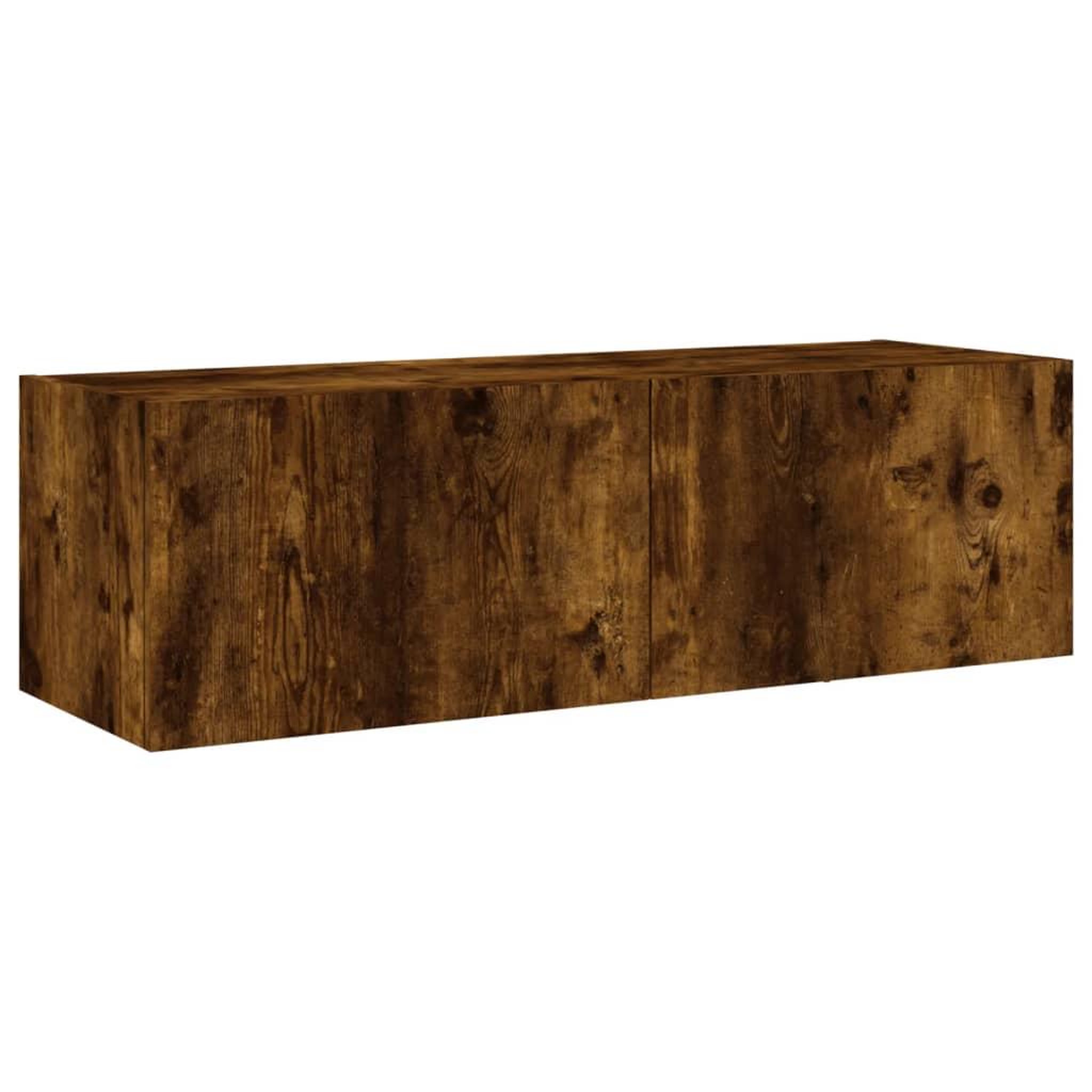 Voir la diapositive 3 : VIDAXL Meuble TV mural avec lumieres LED chene fume 100x35x31 cm