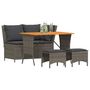 Voir la diapositive 2 : VIDAXL Ensemble a manger jardin 4pcs et coussins Gris Resine tressee